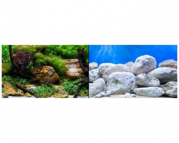 Фон двухсторонний Камни со мхом/Белые камни 60 см