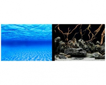 Фон двухсторонний Синее море/Камни с корягами 60 см